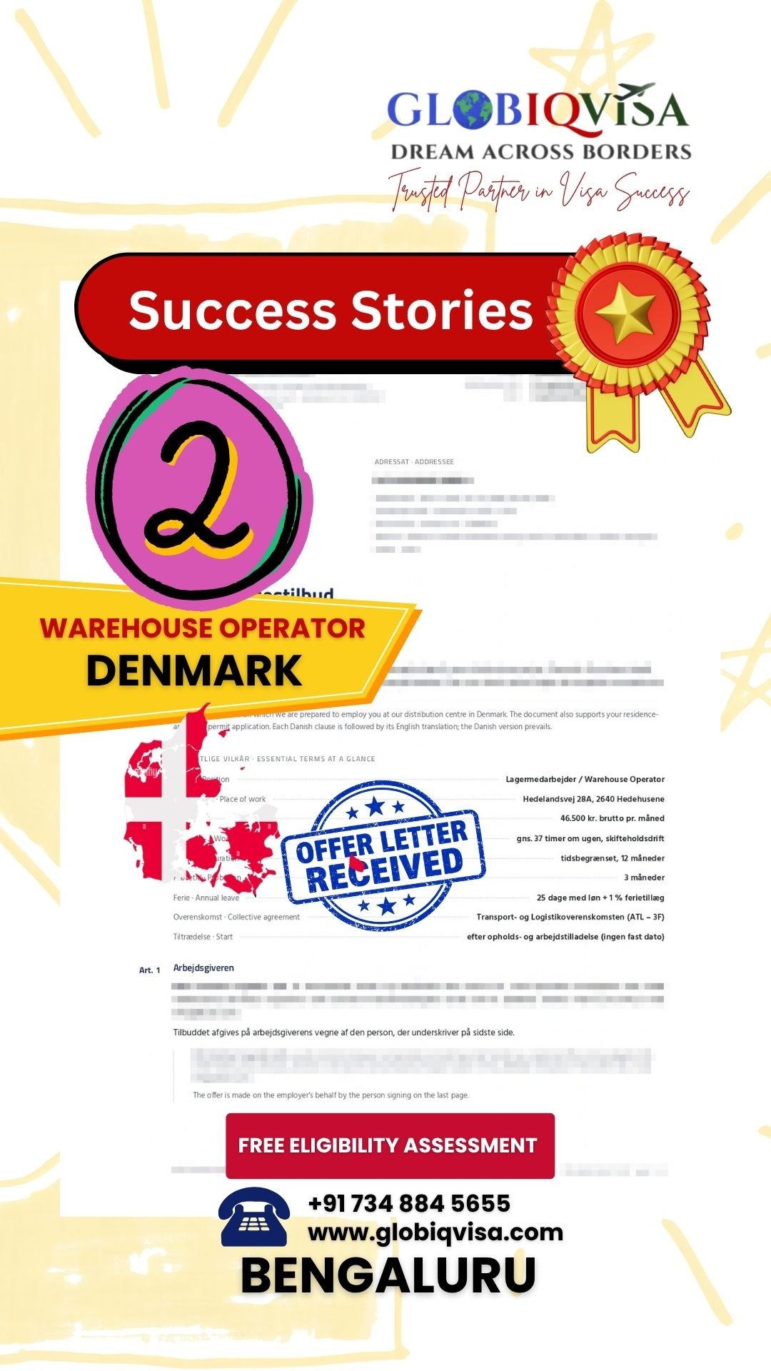 Denmark Work Visa Offer Letter Received