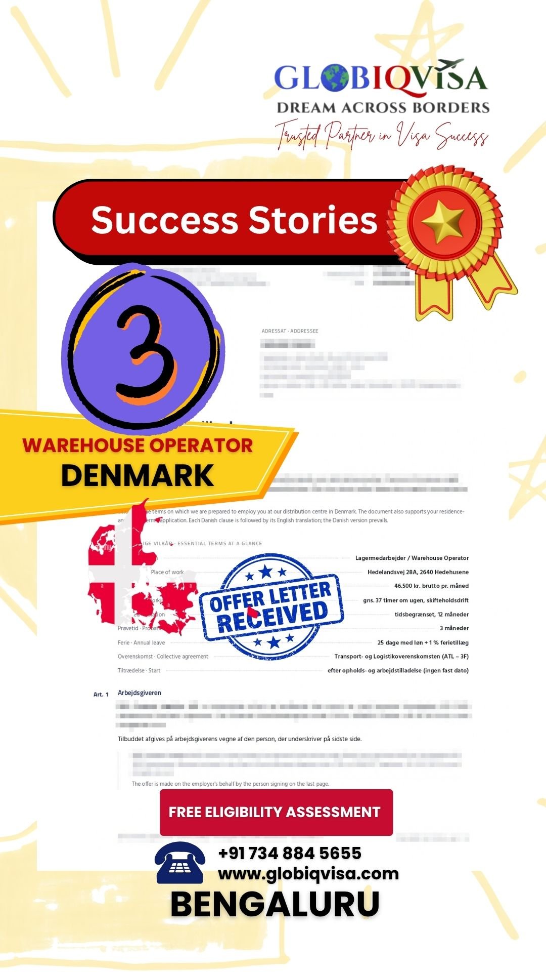 Denmark Work Visa Offer Letter Received