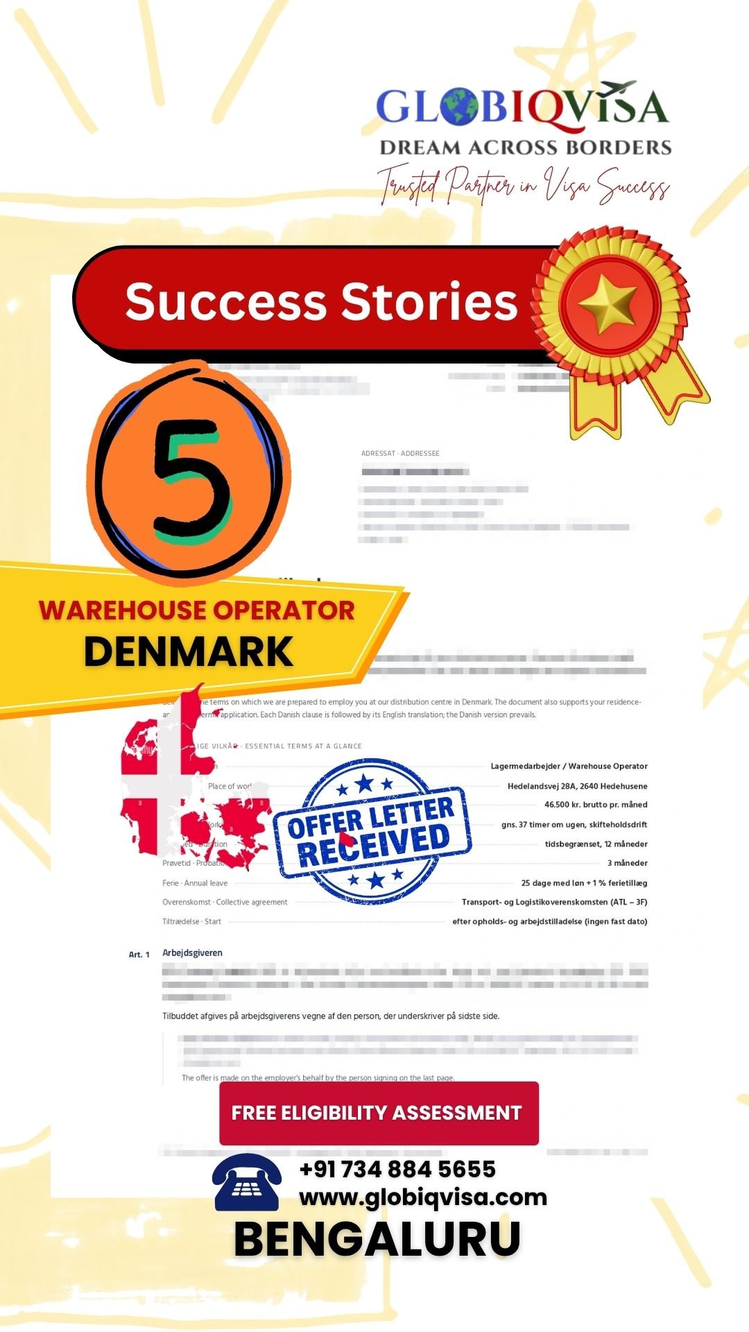 Denmark Work Visa Offer Letter Received
