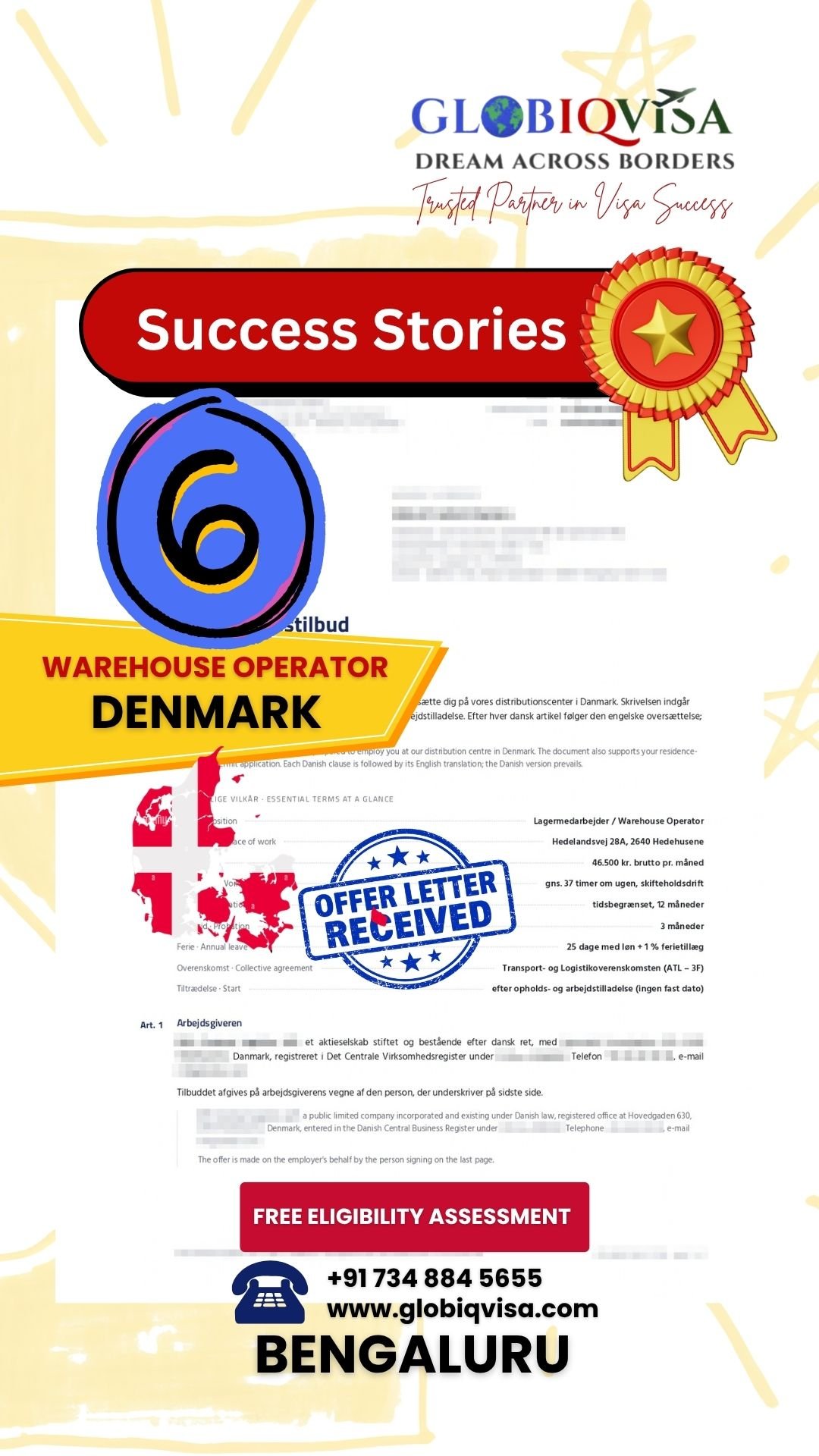 Denmark Work Visa Offer Letter Received