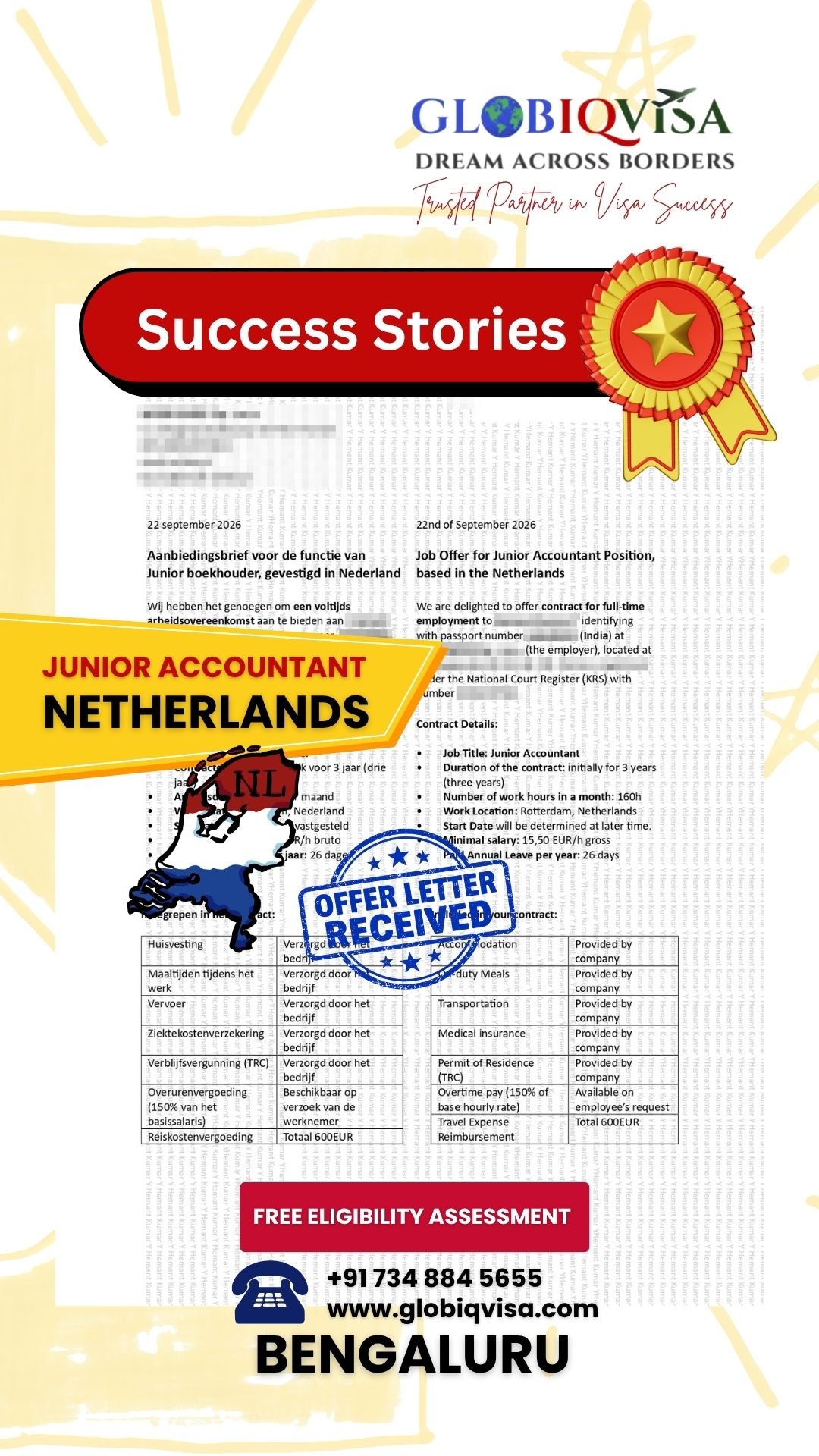 Netherlands Work Visa Offer Letter Received