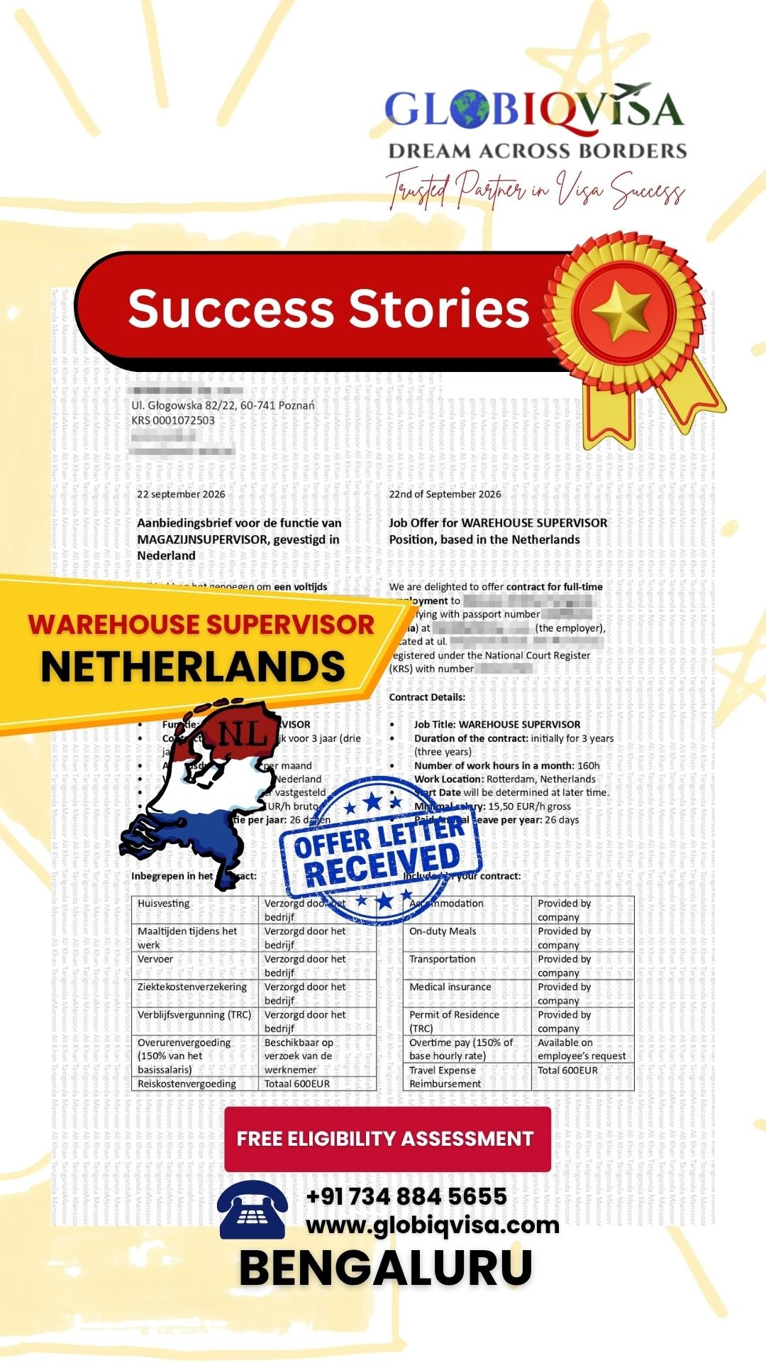 Netherlands Work Visa Offer Letter Received